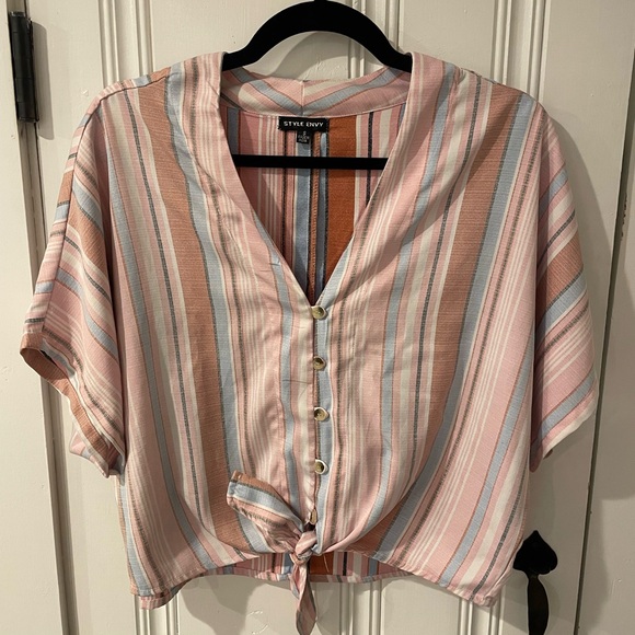 Style Envy Multicolor Striped Button-Down Shirt - Picture 1 of 2